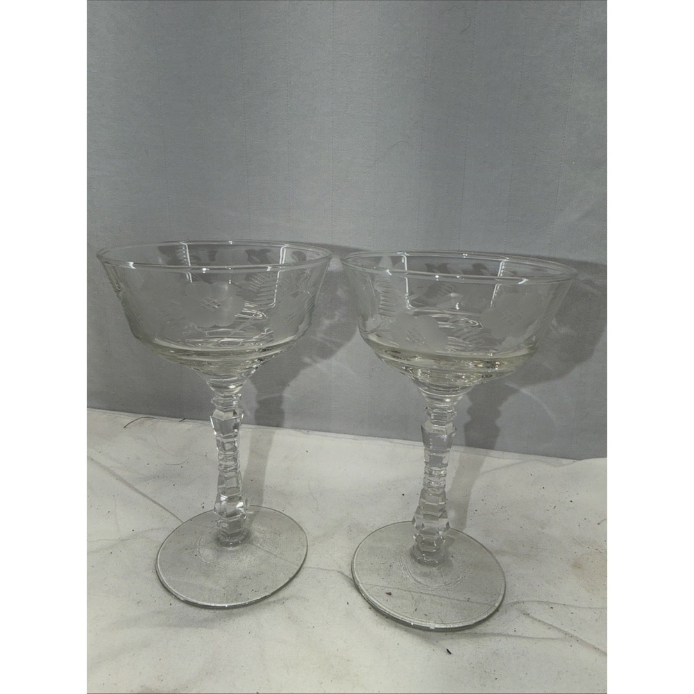 Mid 20th Century Libbey Rock Sharpe Champagne Coupes-
